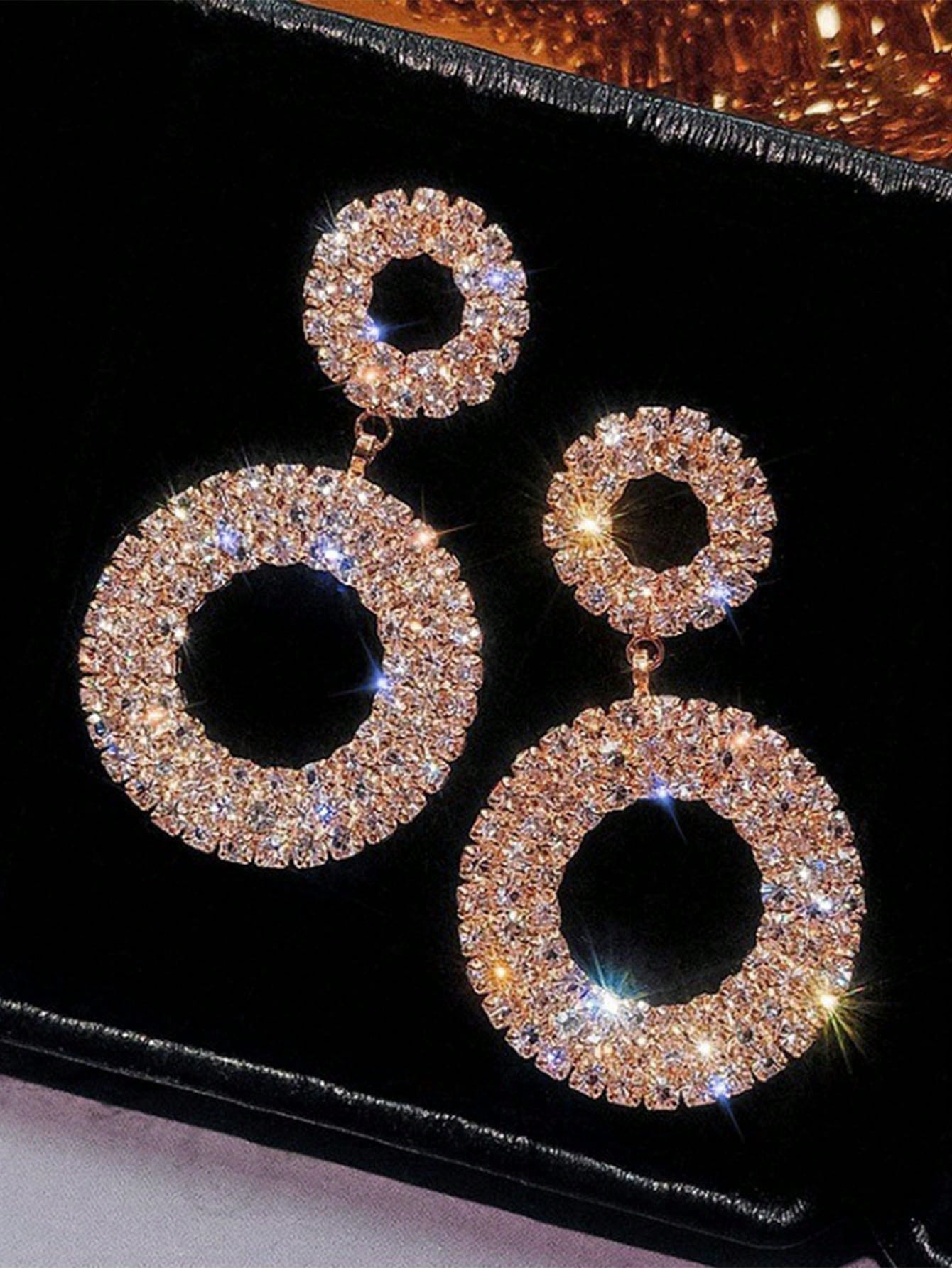 Rhinestone Circle Drop Earrings