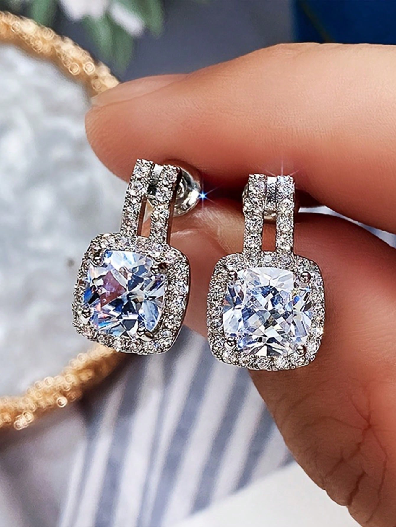 Rhinestone Circle Drop Earrings