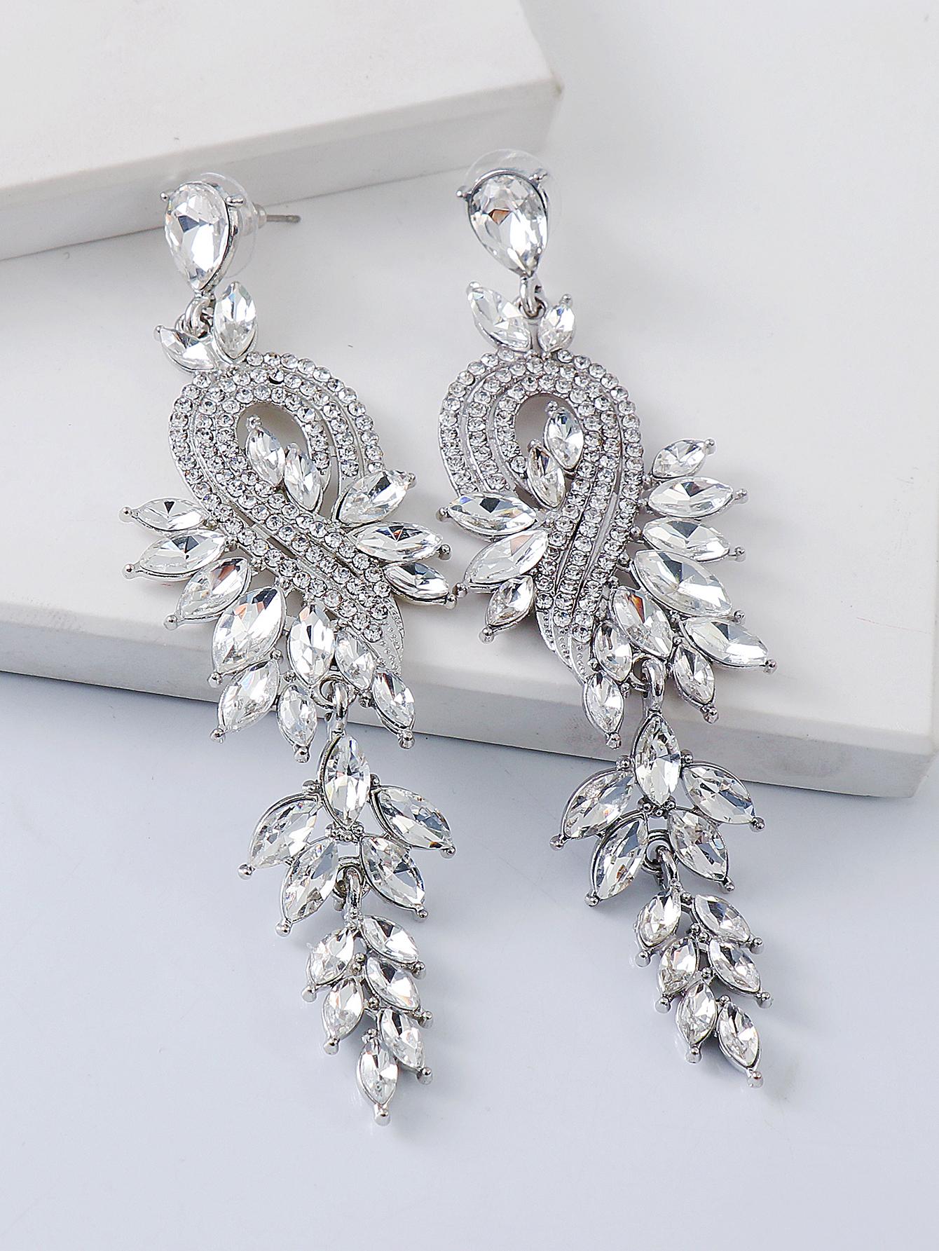 Rhinestone Decor Drop Earrings