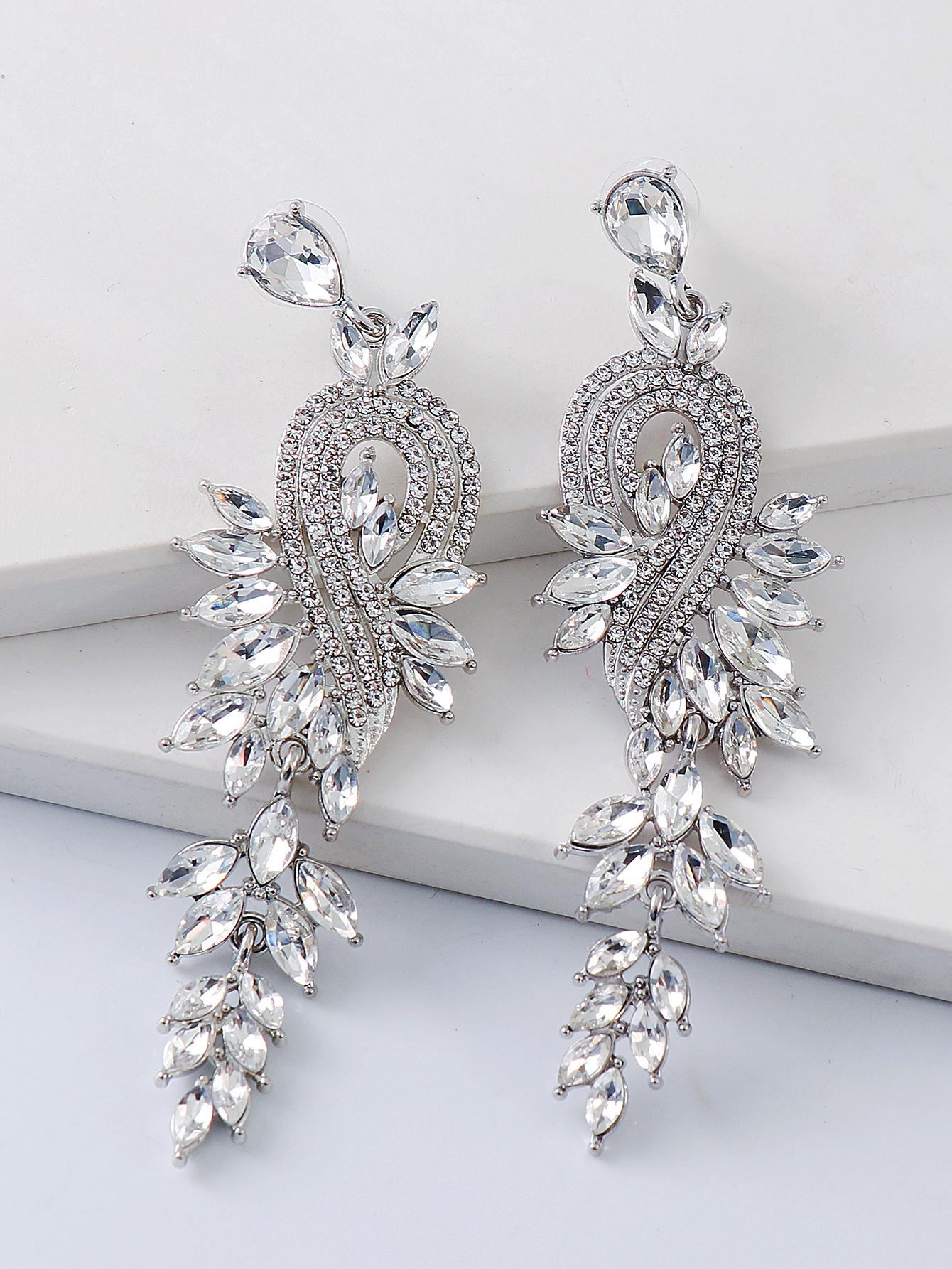 Rhinestone Decor Drop Earrings