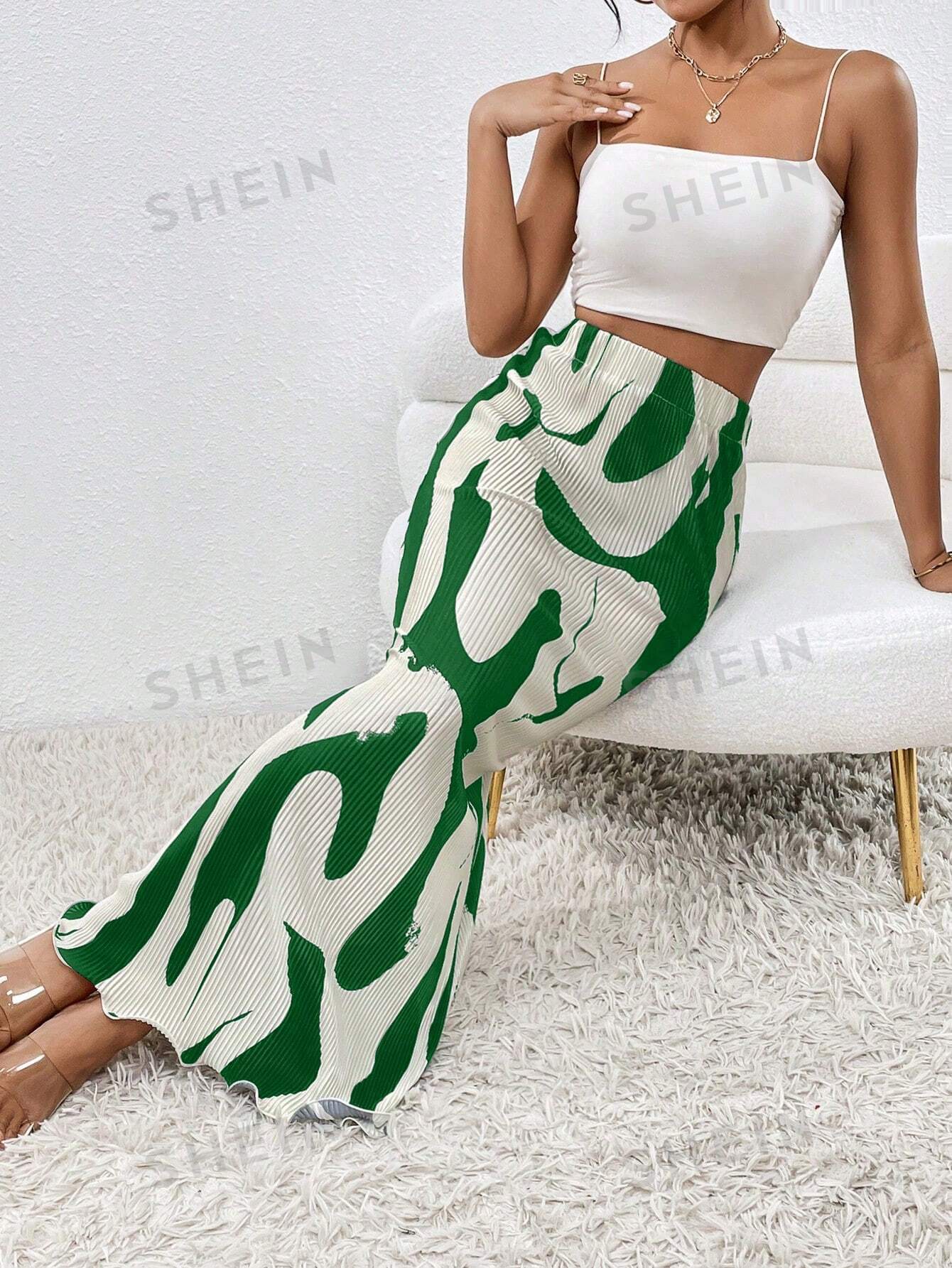 Graphic Print Mermaid Hem Skirt