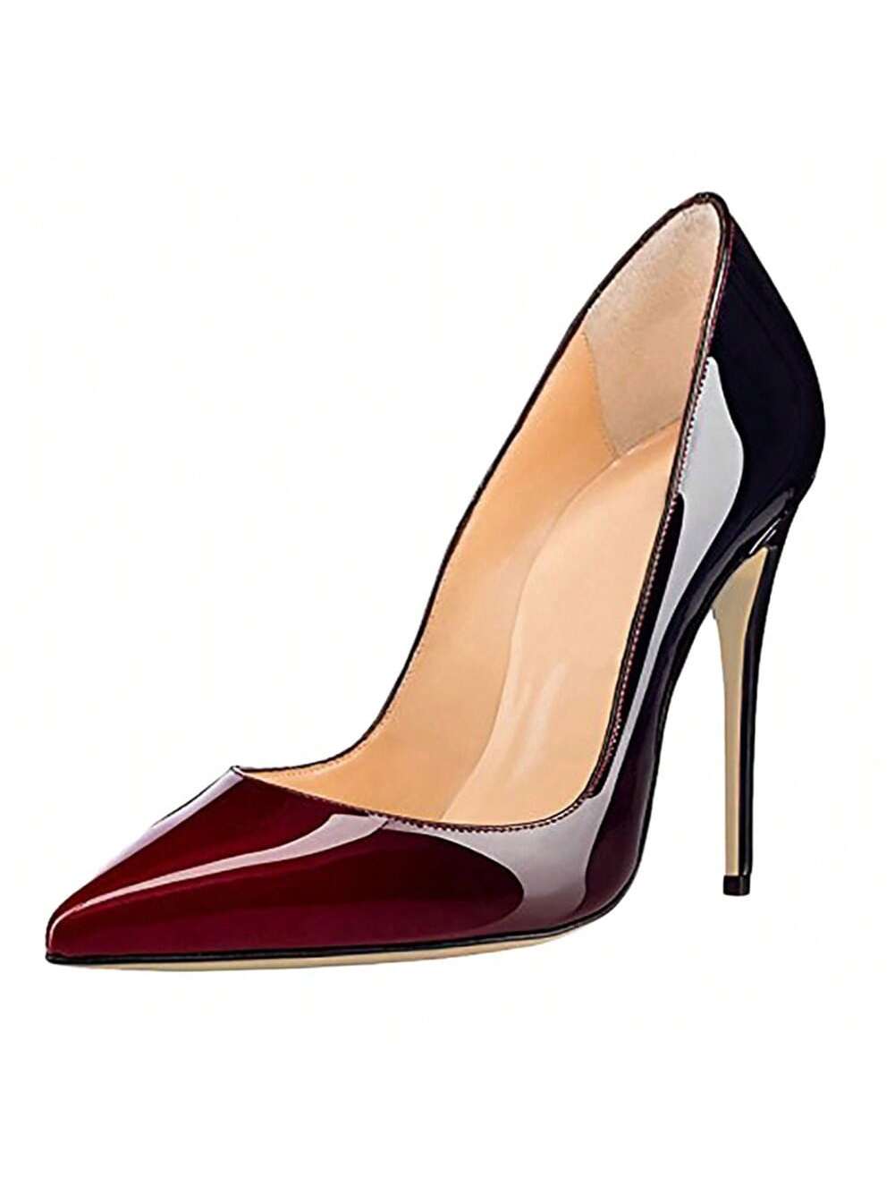 Patent Leather Animal Print Pointy Toes High Heels Pumps