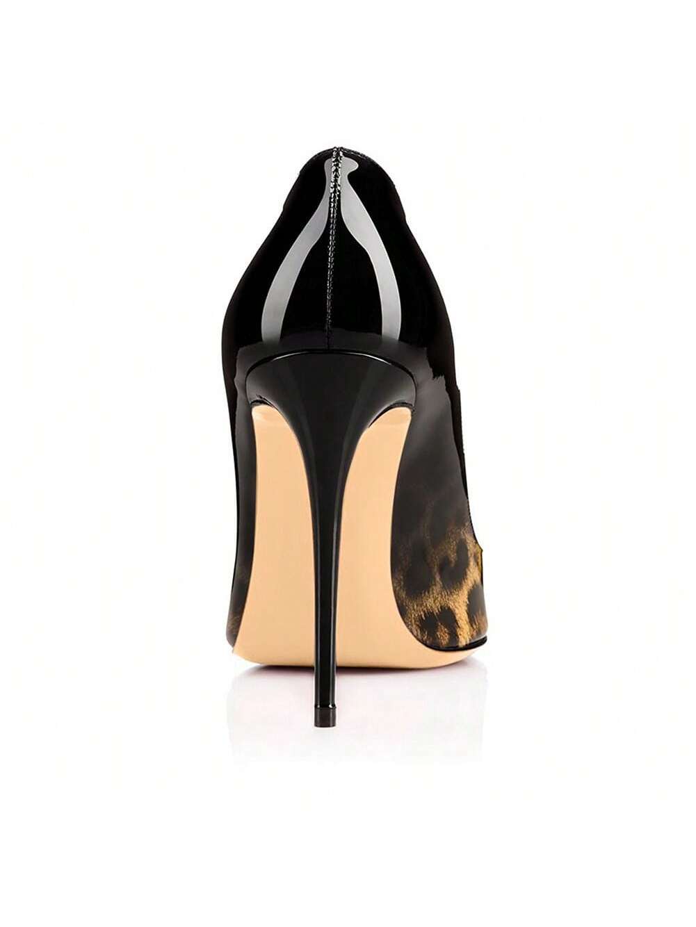 Patent Leather Animal Print Pointy Toes High Heels Pumps