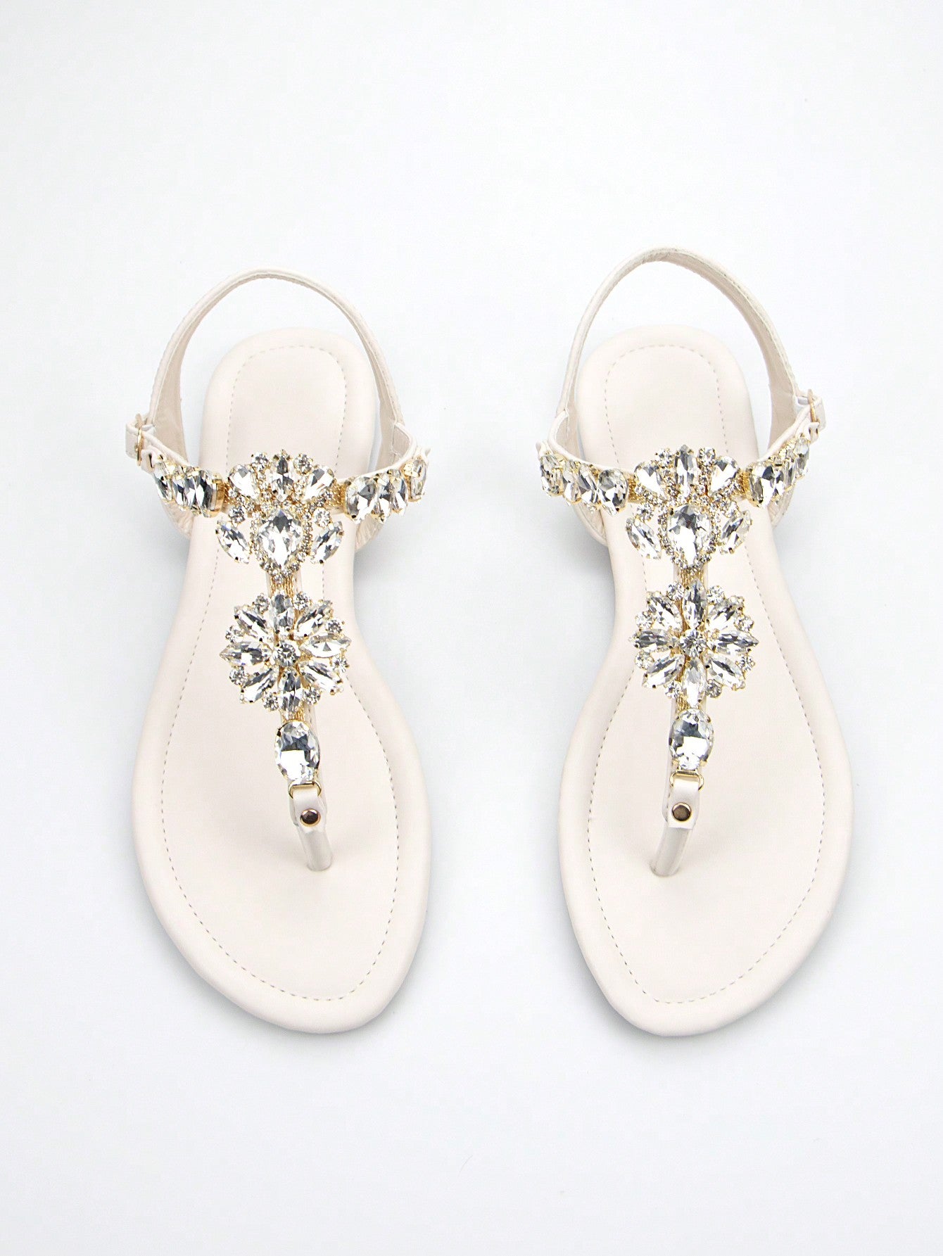 Women's Gorgeous Rhinestone Decor Black Lycra Fabric Comfortable Flat Sandals With Ankle Strap