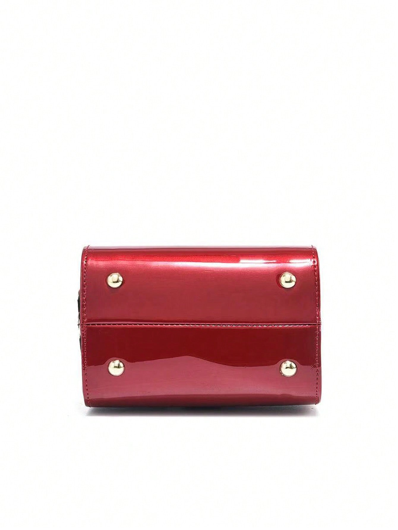 Patent Leather Clutch Bag With Rhinestone Detailing