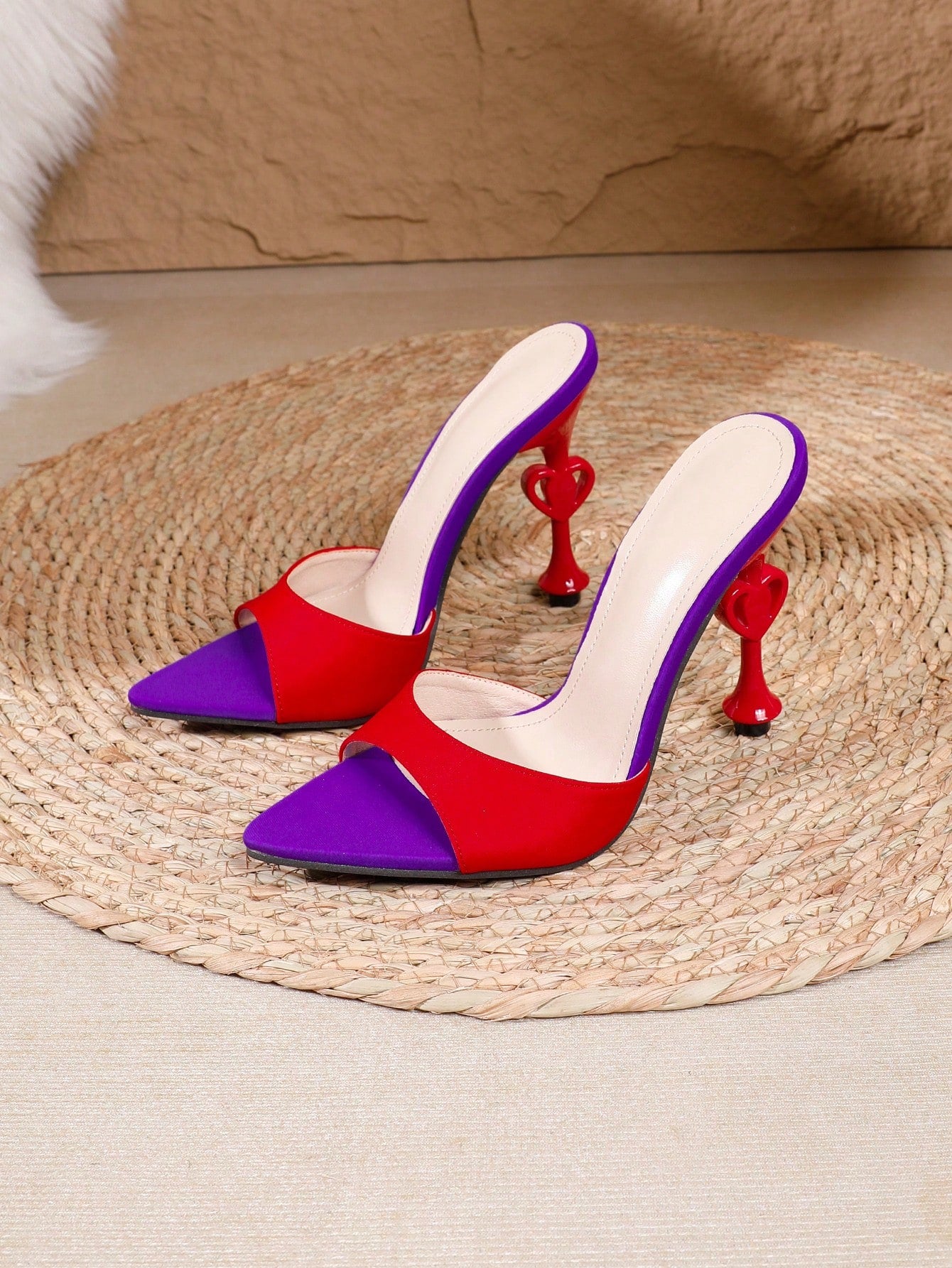 Women Single Band Stiletto Heeled Sandals, Fashionable Outdoor Fabric Mule Sandals