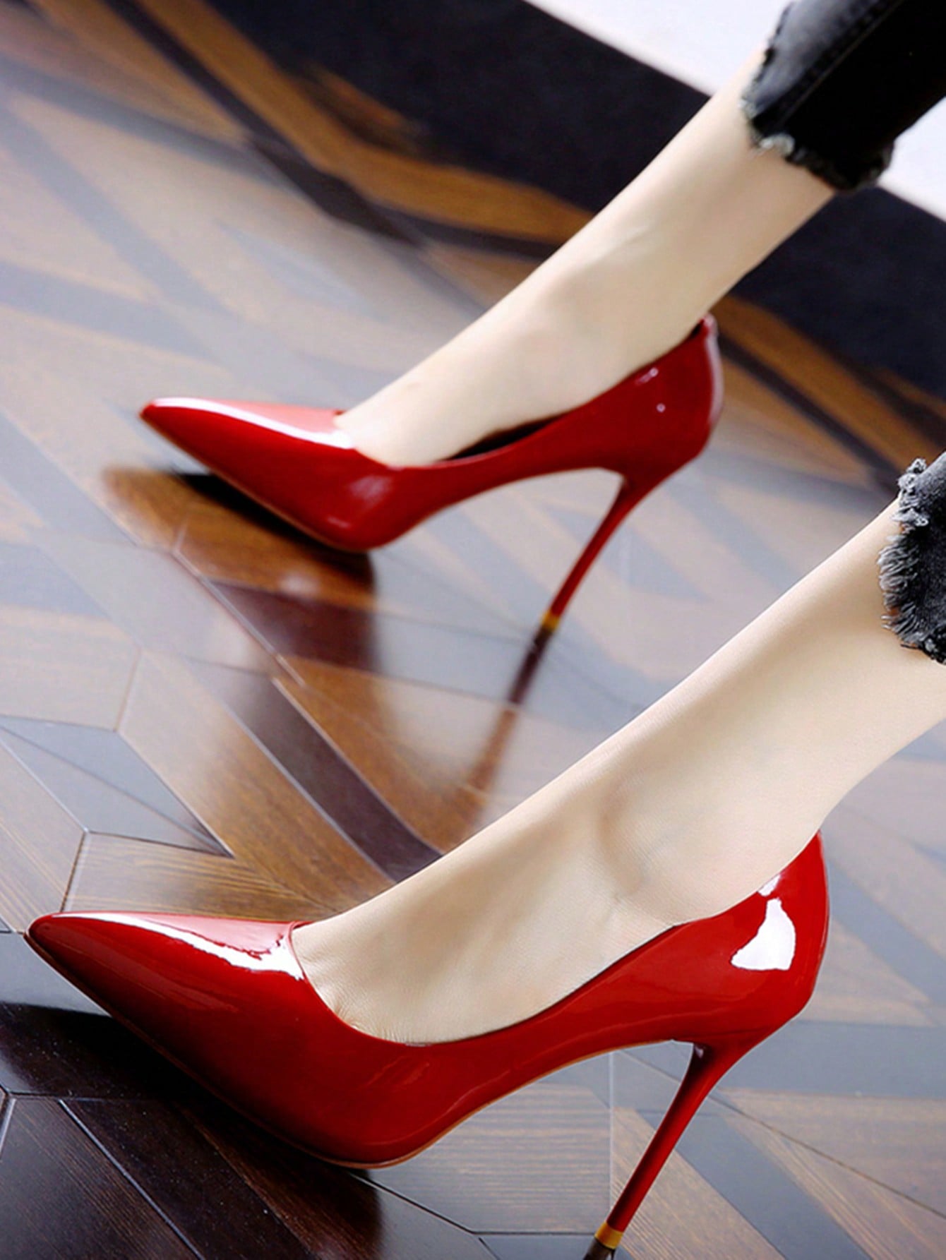 Sexy Pointy Toe Red Patent Leather Stiletto High Heel Shoes