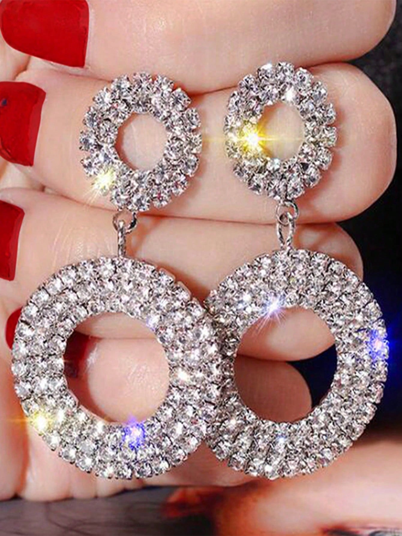 Rhinestone Circle Drop Earrings