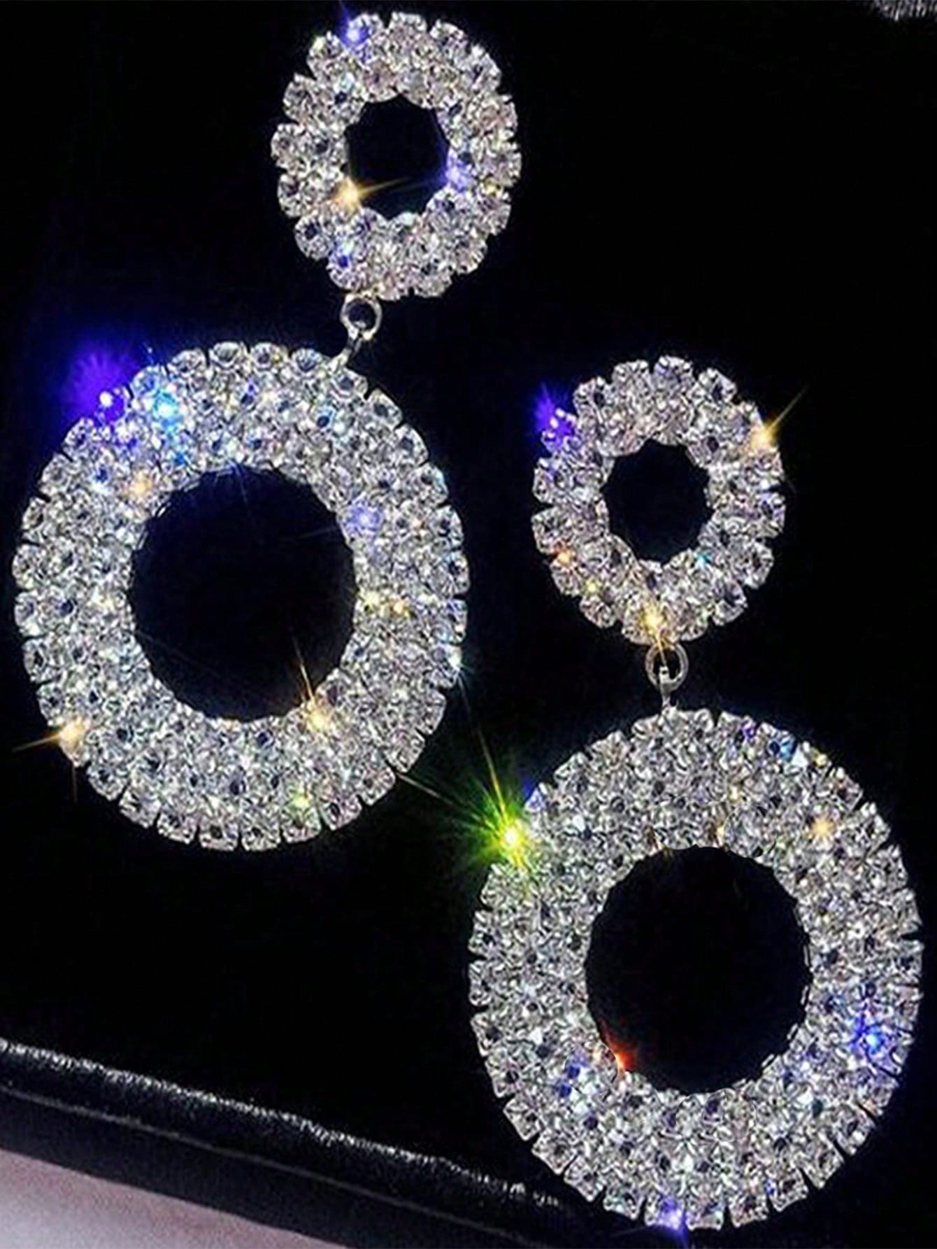 Rhinestone Circle Drop Earrings