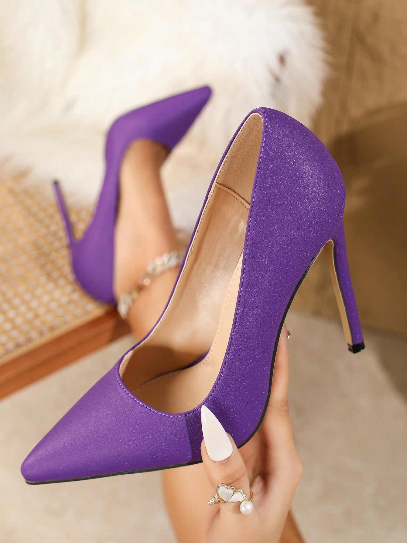 Sexy Light Purple High-Heeled Pointed Toes Stilettos