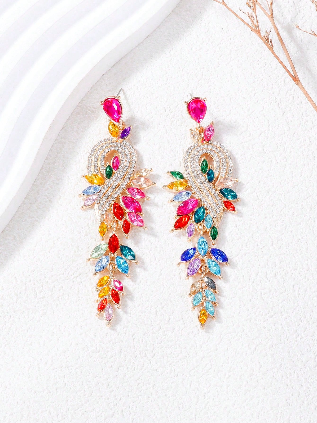 Rhinestone Decor Drop Earrings