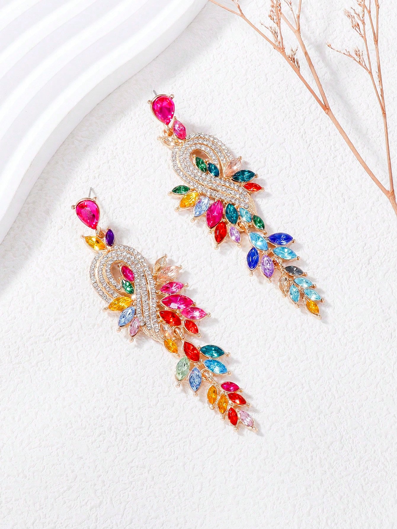 Rhinestone Decor Drop Earrings