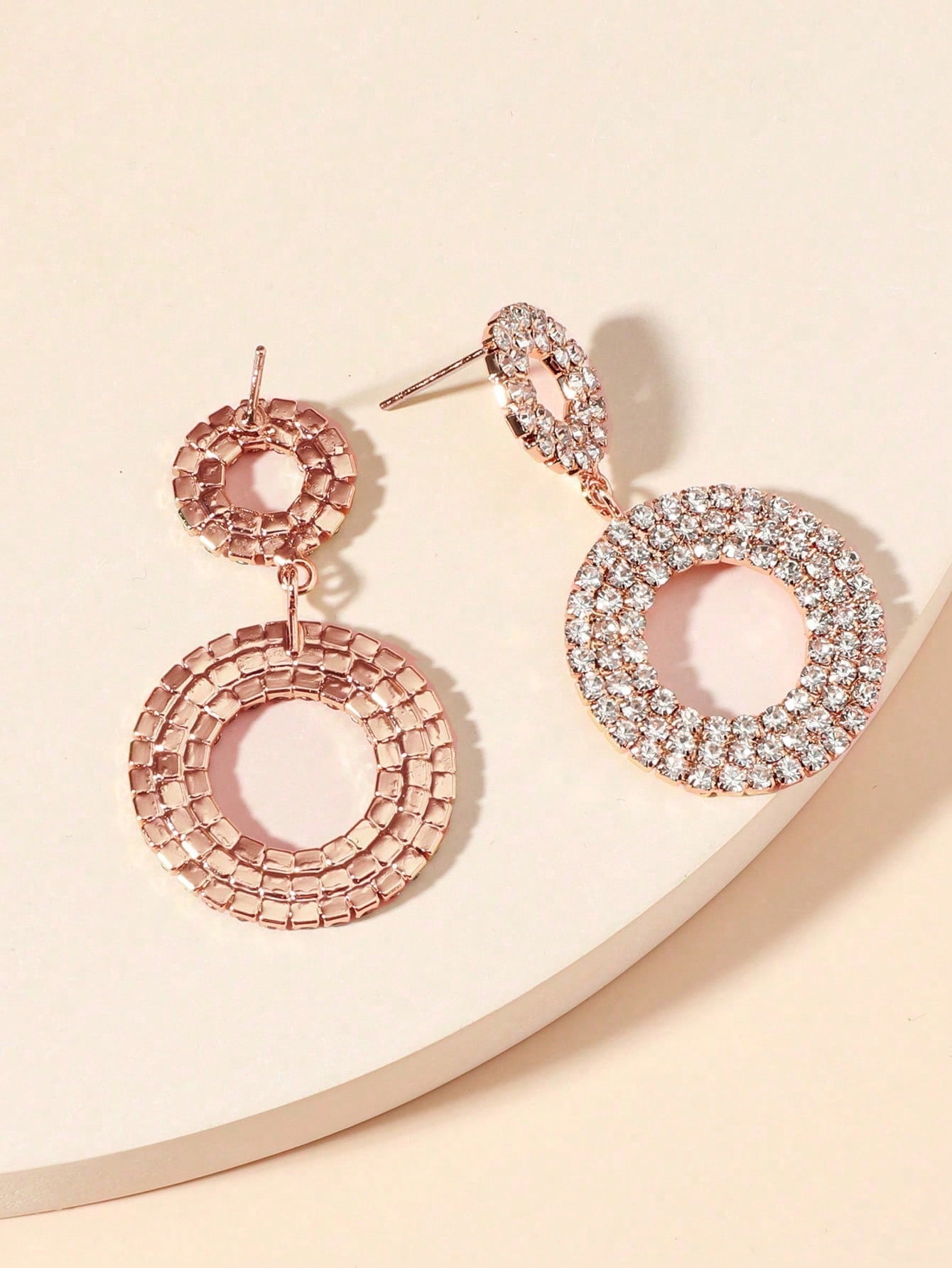 Rhinestone Circle Drop Earrings