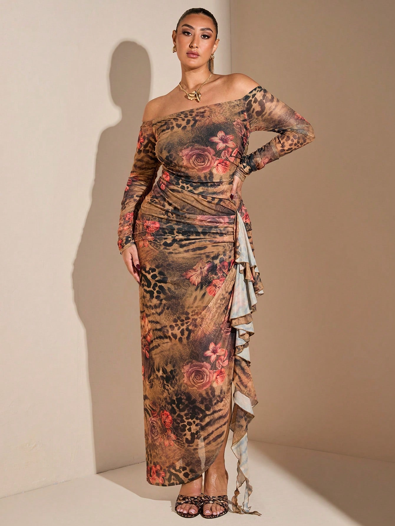 Plus Size Women Bodycon Dress, Off Shoulder Ruched Flouncing Elegant For Party Beach Vacation