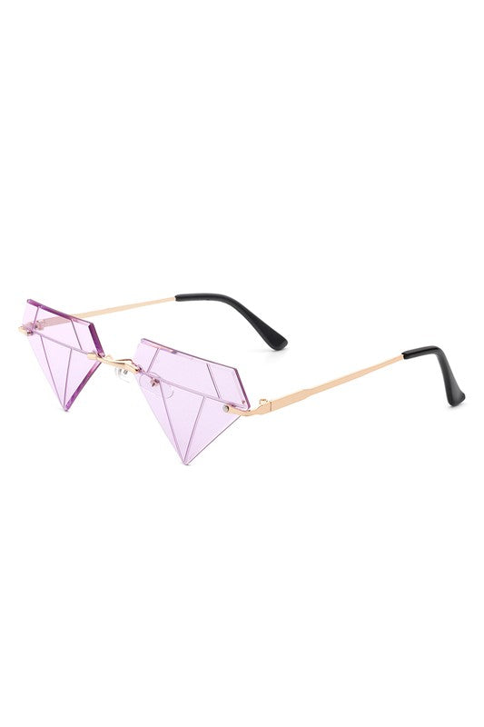 Rimless Triangle Diamond Party Tinted Sunglasses