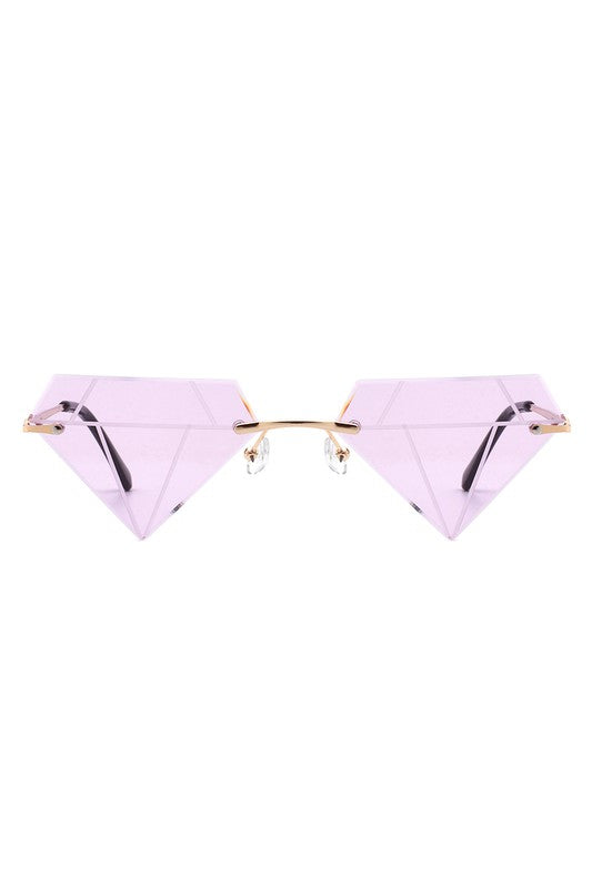 Rimless Triangle Diamond Party Tinted Sunglasses