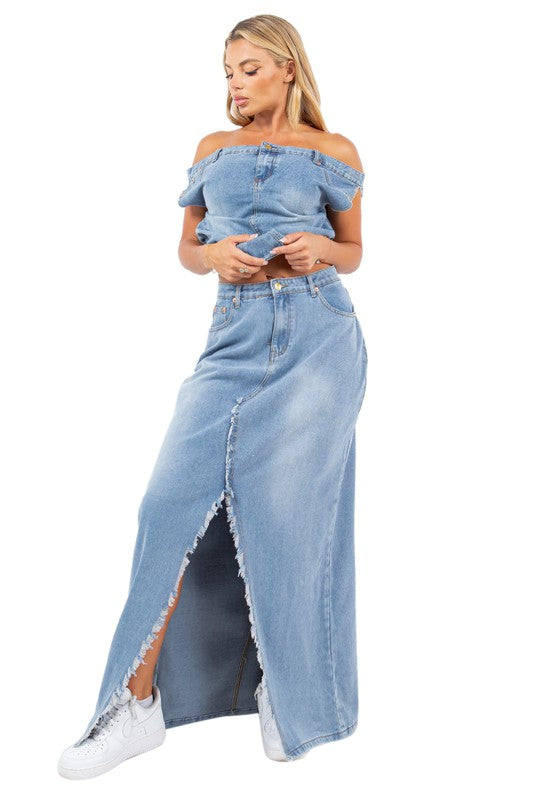 Sexy Denim 2pc Skirt Set