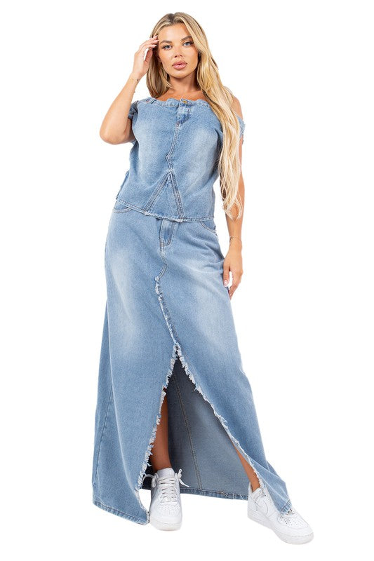 Sexy Denim 2pc Skirt Set