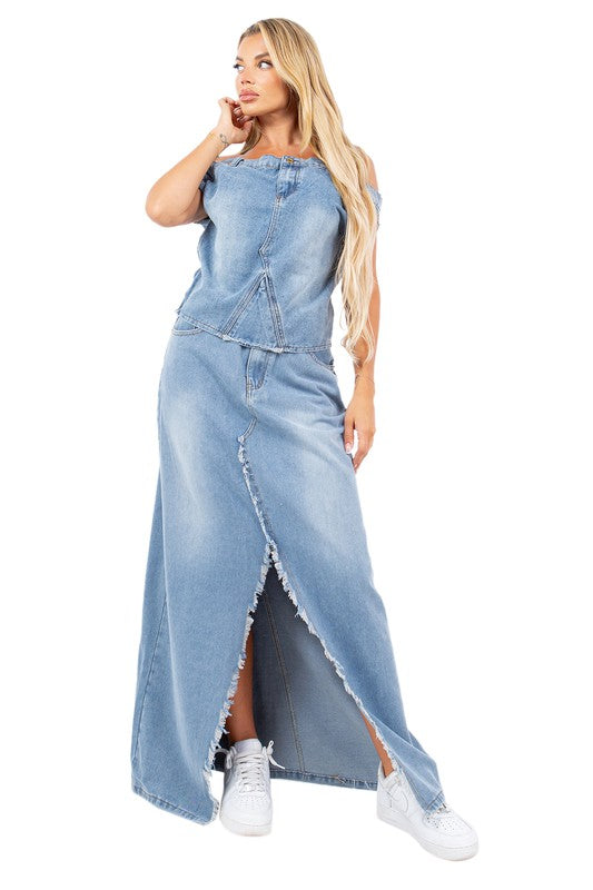 Sexy Denim 2pc Skirt Set