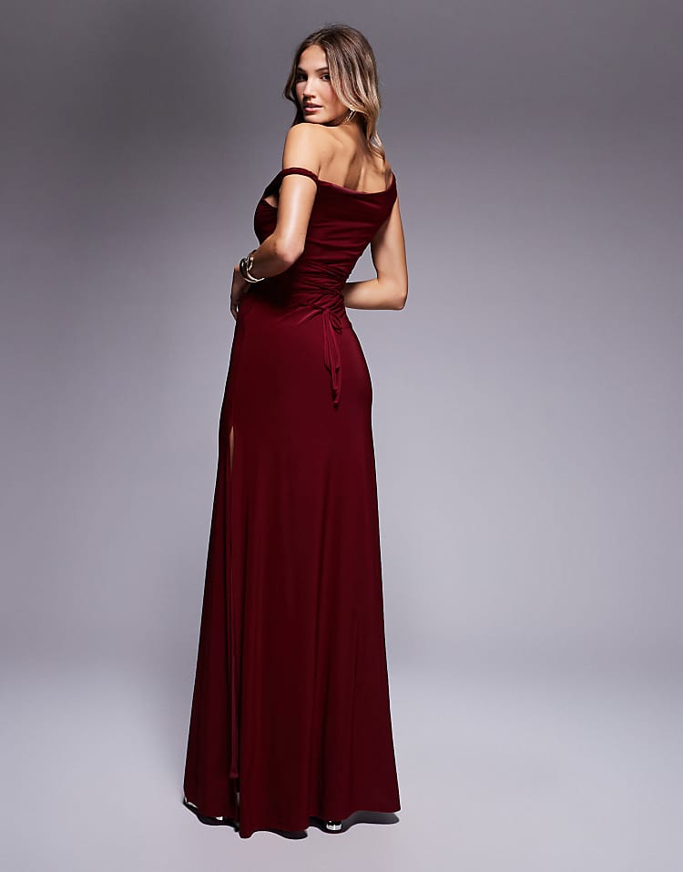 asos lace up dress ASOS DESIGN mesh angel sleeve lace up back long sleeve maxi dress in chocolate