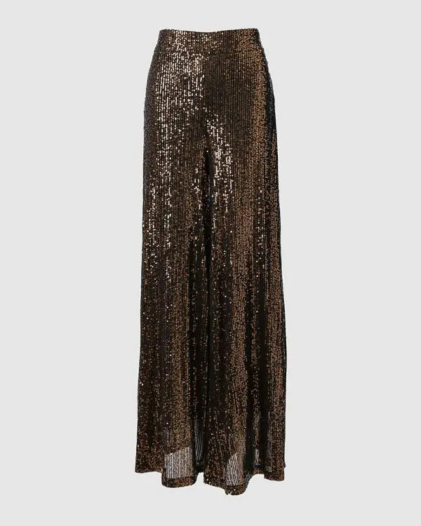 High Waist Sequin Wide Leg Flared Pants