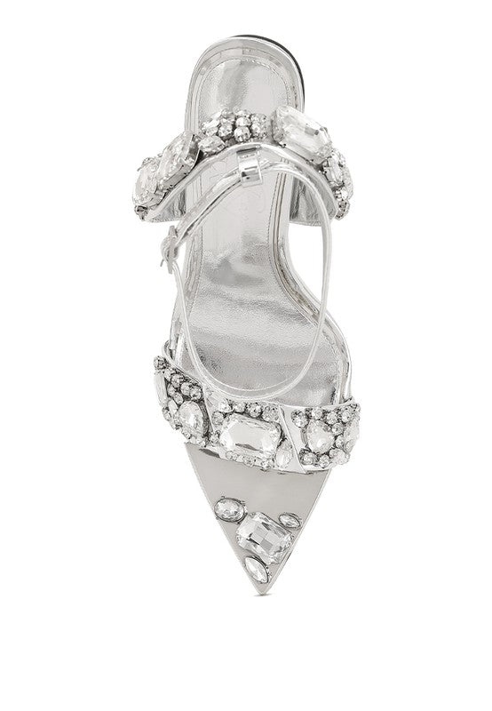 Blingy Diamante Embellished Stiletto Sandals
