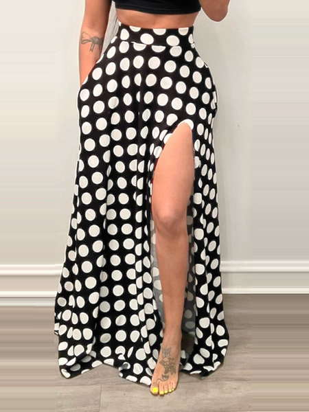 High-waisted Print Polka Dot Skirt