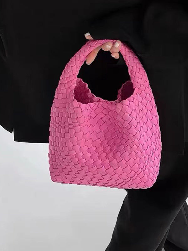 Solid Color Woven Bags Handbags