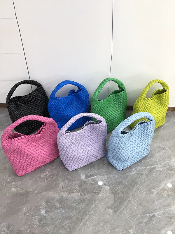 Solid Color Woven Bags Handbags