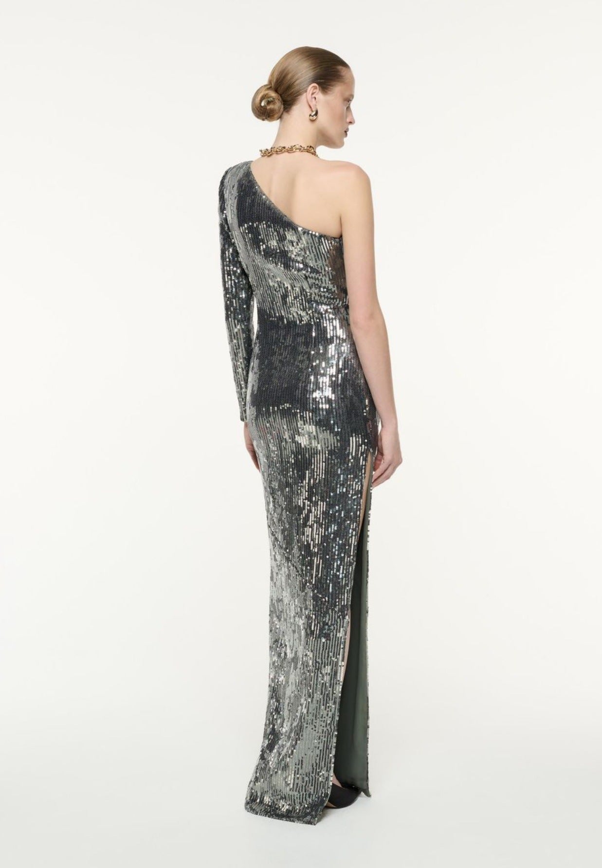 Silver Dress Premium Sequ Cocktail Christmas Party Formal Dress Elegant