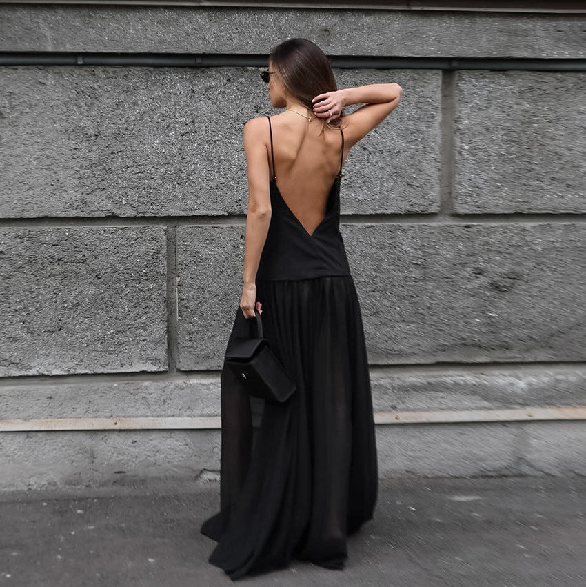 Spring Summer Sexy Elegant Design V Backess Elegant Evening Dress
