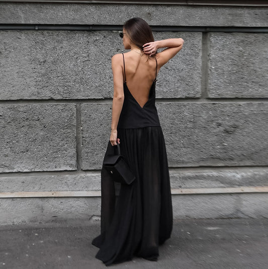 Summer Sexy Elegant Design V Backess Evening Dress