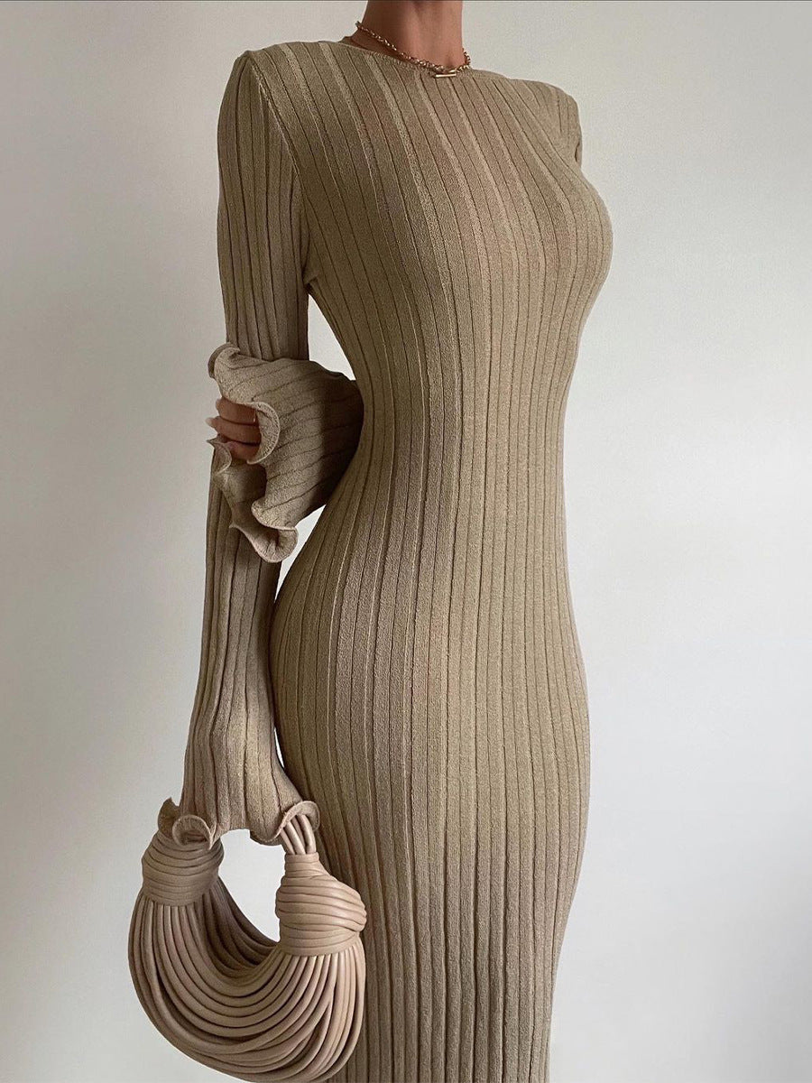 Sexy Bodycon Women Clothing Ruffled Long Sleeve Knitted Maxi Dress – Extremely Beautiful LLC Sexy Bodycon Women Clothing Ruffled Long Sleeve Knitted Maxi Dress – Extremely Beautiful LLC