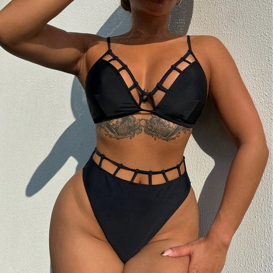 Bikini Pure Black Split Swimsuit