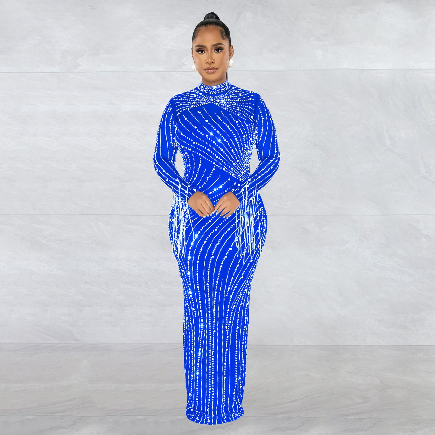 Mesh See Through Drilling Long Sleeve Lining Two Piece Set