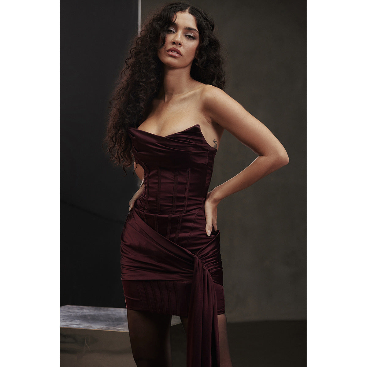 Women Clothing Sexy Bandeau Slim Fit Small Dress Backless Sexy Dress Sweet Spicy Christmas Dress Small Dress