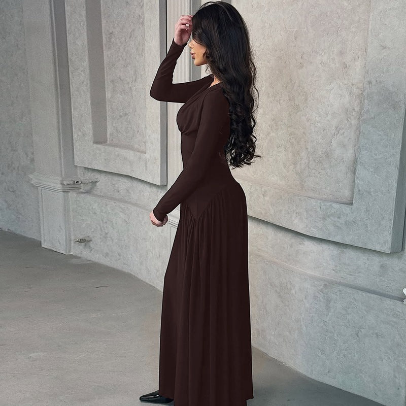 Women Wear Summer Elegant Slim Waist Controlled Long Sleeves Jumpsuit Dress
