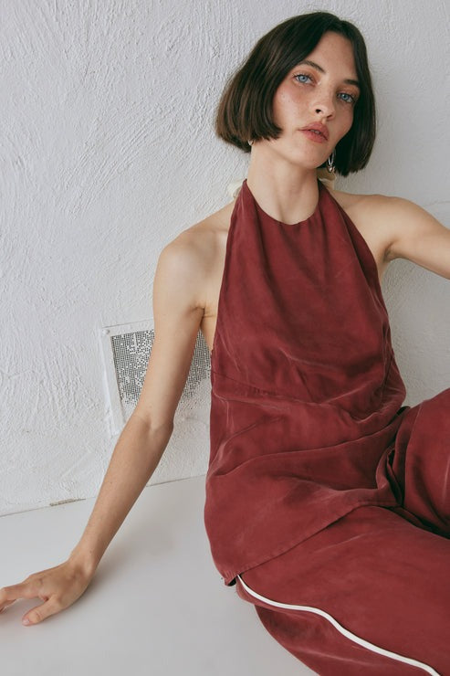 Women Clothing Sleeveless round Neck Solid Color Wide Leg Pants Office Work Pant