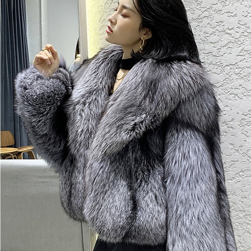 Women's Short Faux Fur Winter Jacket