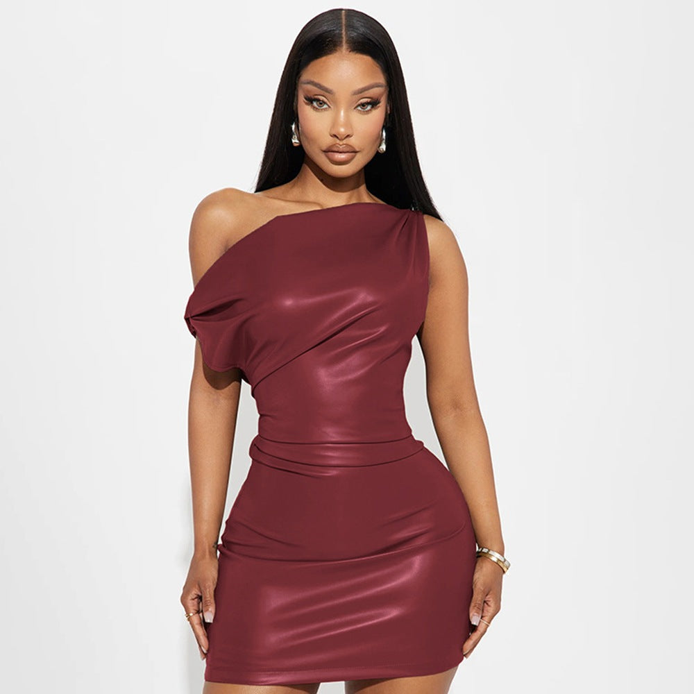 Sexy Faux Leather Mini Dress