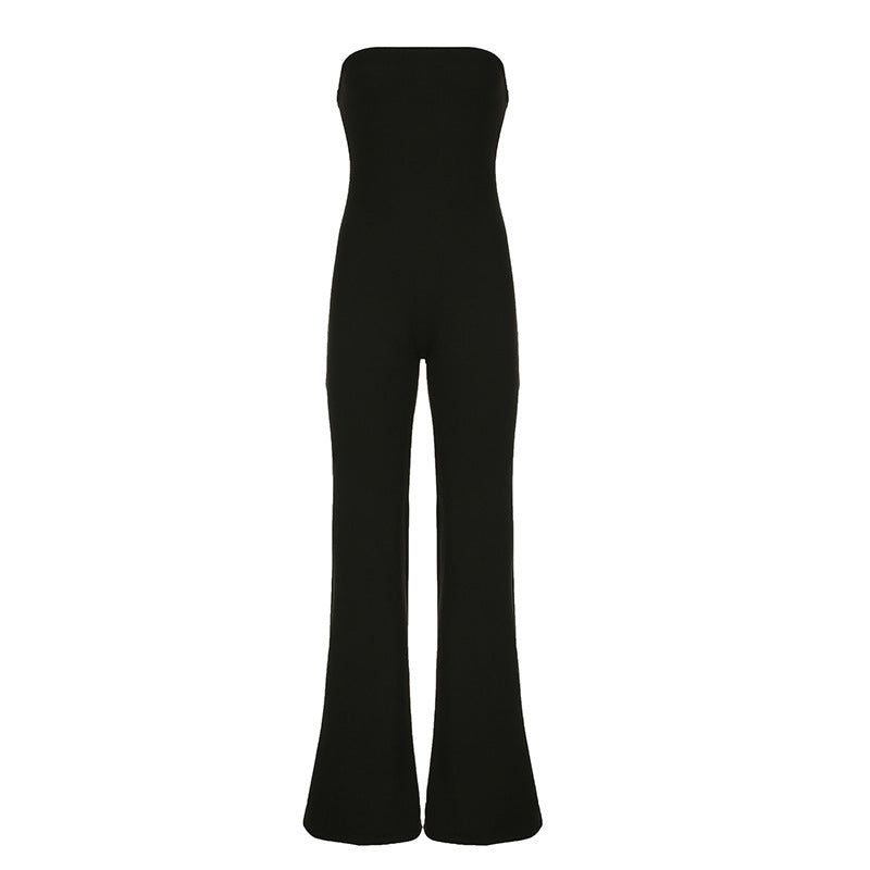 Draping Tube Top Jumpsuit Waist Slimming Elegant Slim Fit Wide Leg Jumpsuit