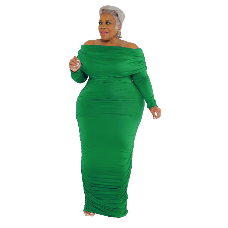 Plus Size Sexy Off The Shoulder Bodycon Maxi Dress