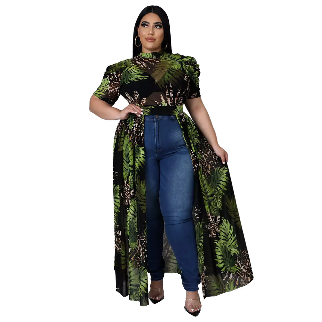 Plus Size Cutout High Low Dress Top