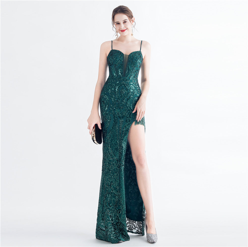 Handmade Beaded Floral Sequin High End Corset Evening Dress