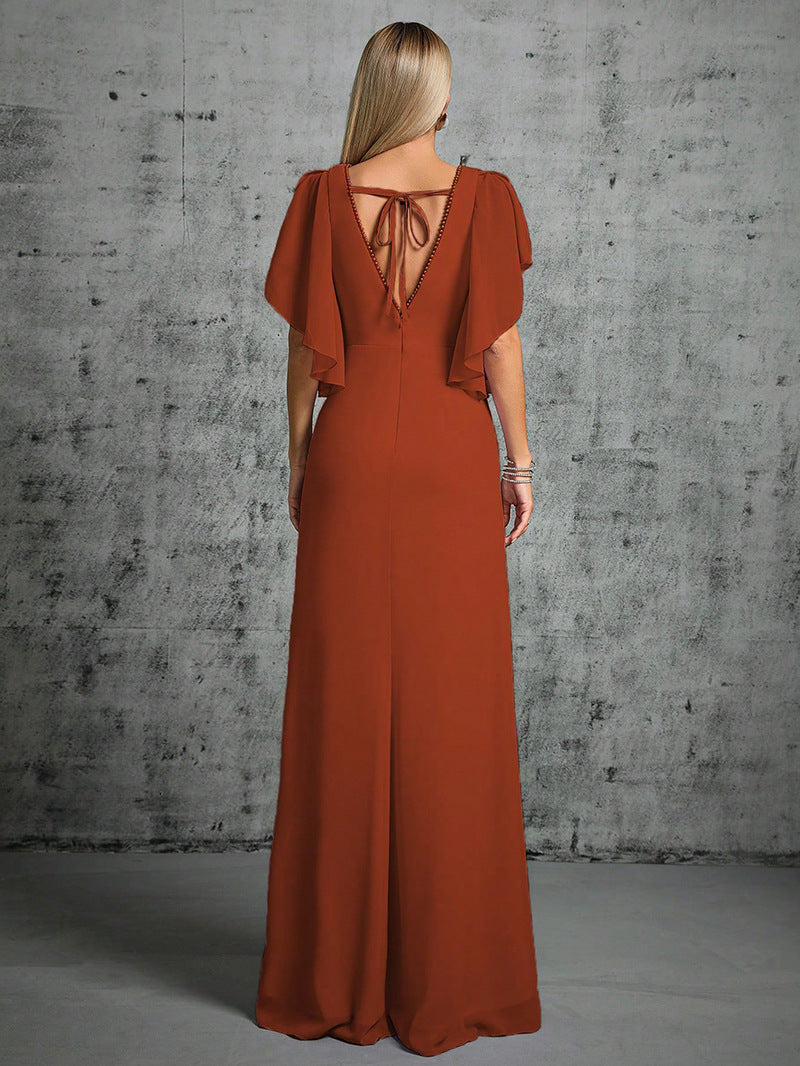 Evening V Neck Simplicity Elegant Dress