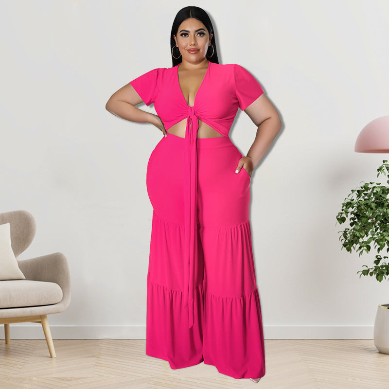 Plus Size Two-Piece Wide-Leg Pants Set