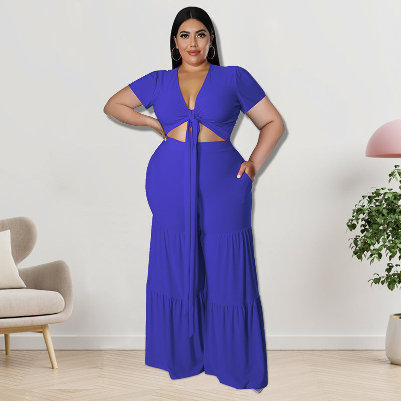 Plus Size Two-Piece Wide-Leg Pants Set