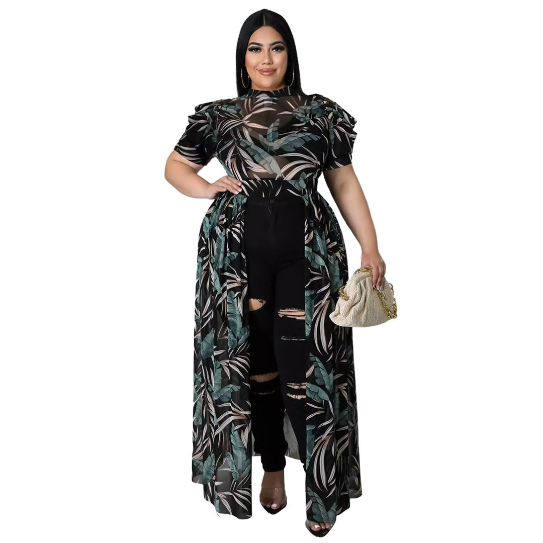 Plus Size Cutout High Low Dress Top