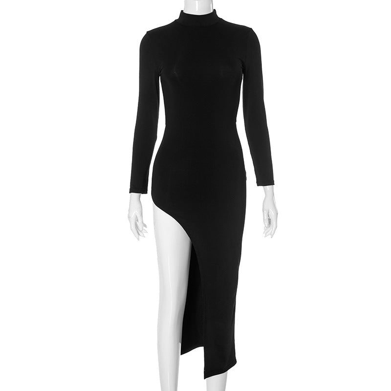 Sexy Slim Long Sleeve Back out Cutout out High Slit Dress