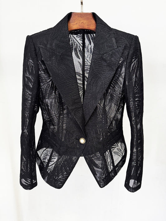 Slim Fit Embroidery Mesh Jacket Blazer